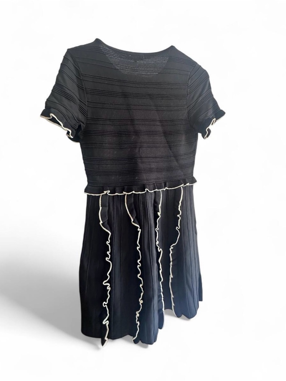 Parker Black Dress with Cream Ruffle Trim - Picture 2 of 3